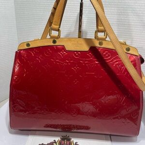 Louis Vuitton Brea MM in Vernis Red with dust bag.